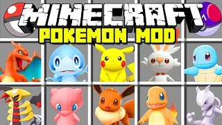 Minecraft POKEMON MOD  PIKACHU CHARMANDER SQUIRTLE BULBASAUR  Minecraft Mods [upl. by Latsyk]