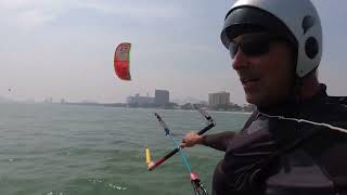 Hydrofoil Kitesurf session at HuaHin beach Thailand 022022 light wind [upl. by Najram712]