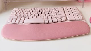 Logitech Wave Keys Wireless Ergonomic Keyboard  Pink  Rose Review [upl. by Harwilll]