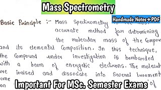 Mass Spectrometry  Basic Principle amp Theory  Spectrum Of Neopentane  MSc Notes [upl. by Rose]