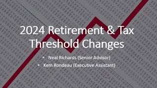 2024 Tax Thresholds and Retirement Contribution limits [upl. by Adli]