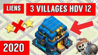 3 BASES HDV 12  RUSHGDCFARM  AVEC LIENS  clash of clans 2020 [upl. by Ozzie]