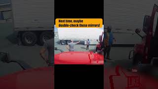 Semi Nearly Takes Out a Driver in a Parking Mishap [upl. by Nosreh]