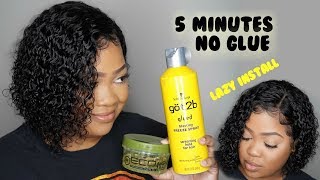 Lazy 5 Minute Lace Wig Install  No Glue Needed [upl. by Lupee]