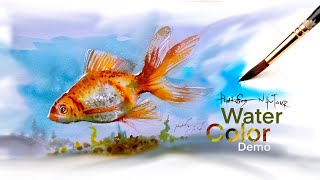 watercolor painting tutorial painting for leaners  by prakashanputhur  how to make fish painting [upl. by Innoj600]