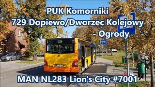 PUK Komorniki  linia 729 MAN NL283 Lions City 7001 [upl. by Yennor]