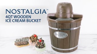 ICMW4NHDB  Nostalgia 4QT Wooden Ice Cream Bucket [upl. by Magnum]