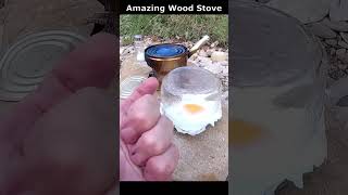 Amazing Wood Stove From a Tin Can 🏕🔥♥️ Steamed Gourmet Eggs stove cooking bushcraft outdoors [upl. by Llerrehc]