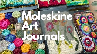 My Moleskine Sketchbook Collection Altered with Hooked Rugs Covers [upl. by Tutt433]