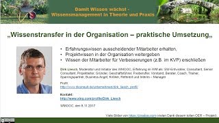 Wissenstransfer in der Organisation – praktische Umsetzung WMOOC LiveSession [upl. by Ahsiemac]