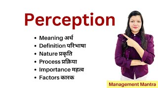 Perception  Meaning Nature Importance Characteristics Process [upl. by Aggy]