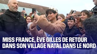 La ferveur autour dÈve Gilles Miss France 2024 de retour dans son village natal de Quaëdypre [upl. by Getraer]