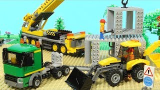 Lego Construction Site Skyscraper Building Mobile Crane Excavator [upl. by Isak]