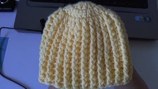 How to crochet Easy Ribbed Beanie  Hat Style 1 [upl. by Amara]