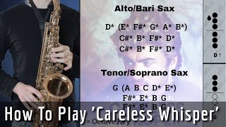 Careless Whisper Sax Solo Lesson FREE Sheet Music and Fingerings [upl. by Ynattir771]