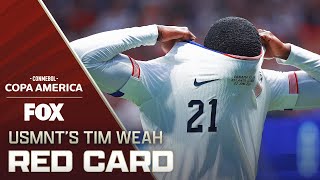 United States Tim Weah receives a red card in the 18th minute after VAR Review  2024 Copa América [upl. by Natanoy68]