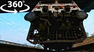 360° Video  Camera under train WAP7 Coalfield Express goes over my camera  Indian Railways [upl. by Ahsal600]