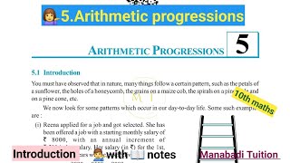 10th class math chapter 5💁‍♀️Arithmetic progression 💁‍♂️Introduction CBSE NCERT with notes [upl. by Oeht]