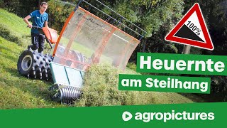 Heuernte am Steilhang  Agrartechnik Seeber Heuschieber LightMax PowerMax und AllroundMax [upl. by Tillford518]