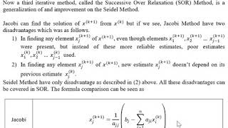 Relaxation  Successive Over Relaxation Method for System of Linear Equations [upl. by Ahsinra]