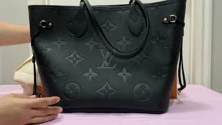 Unboxing Neverfull MM Monogram Empreinte Leather in Black Louis Vuitton 2 [upl. by Novihs]