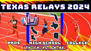 Texas Relays 2024  Texas v Florida v California 4x1s 4x2s 100m 200m Gabby Thomas High Sch [upl. by Frasch]