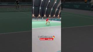 Double tweener between Musetti and Sonego during a practice at the Davis Cup Finals 2023 tennis [upl. by Derr]