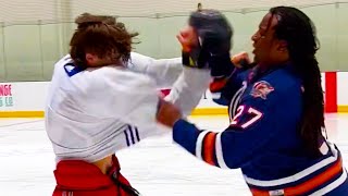 Matt Rempe’s fight training with Georges Laraque  2024  2025 New York Rangers Summer Training Camp [upl. by Annairdna]