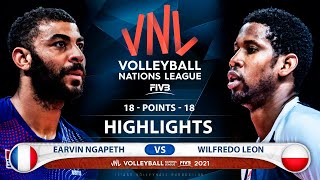 France vs Poland  VNL 2021  Highlights  Earvin Ngapeth vs Wilfredo Leon [upl. by Marutani173]