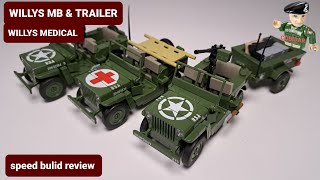 Willys MB amp Trailer Willys Medical 80th DDay collectionCOBI 229722962295Speed Build Rewiev [upl. by Cherian984]