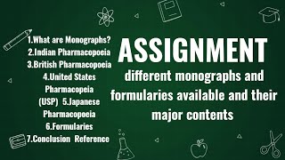 different monographs and formularies available and their major contents assignment Chemistrydpharma [upl. by Ecirahc]