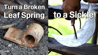 Primitive Tools Forging a Traditional Sickle from a Broken Truck Leaf Spring [upl. by Mellen]