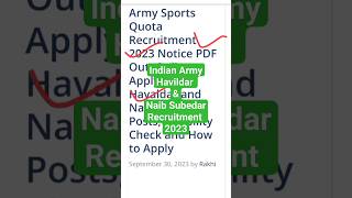 Indian Army Havildar and Naib Subedar Vacancy 2023 Online Apply Notification Release [upl. by Auqinihs]