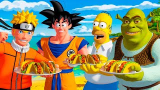 EL CONCURSO DE GLOTONES GOKU VS NARUTO VS SHREK VS HOMERO SIMPSON [upl. by Notgnilliw545]