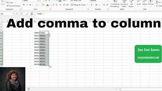 How to add a Comma to a Column of Data in Excel [upl. by Yekram]