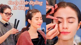 Easy amp Unique Hairstyle for CURLY Hair Japanese Natural Makeup ASMR Soft Spoken [upl. by Fradin]