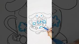 Cute cinnamoroll cafe Drawing Tutorial 😍 💕Easy to draw art shortsfeed shorts [upl. by Arutnev]