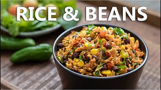 Mexican Inspired Rice and Beans Recipe 🪅 Healthy One Pot Black Bean Vegan Food Super Easy [upl. by Prud]