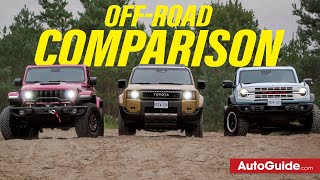 Jeep Wrangler vs Toyota Land Cruiser vs Ford Bronco OffRoad Comparison [upl. by Mahmoud822]