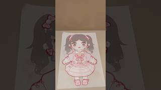 Sticker Dress Up Cute Girl Serba Pink stickers diy sanrio labubu shorts fyp [upl. by Hudis91]