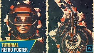 Photoshop Tutorial  How To Create A Retro Graphic Poster  Photoshop Action [upl. by Mendelson672]