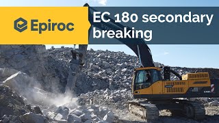 Hydraulic breaker EC 180 T in secondary breaking [upl. by Accebor]