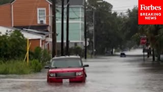 Tropical Storm Debby Brings Heavy Flooding To Downtown Charleston South Carolina [upl. by Afesoj293]