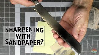 Sharpening a Serrated Blade with Sandpaper [upl. by Ydne]