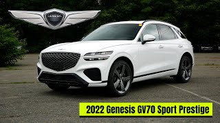 First Look At The 2022 Genesis GV70 Sport Prestige  Walk Around and Test Drive [upl. by Hsac]