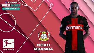 N MBAMBA facestats Bayer Leverkusen How to create in PES 2021 [upl. by Cohbert372]