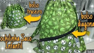 🌻⭐Como fazer Mochila saco infantil com zíper em diagonal 🤩iniciantes bolsa mochilinha⭐🌻 [upl. by Aloisius24]