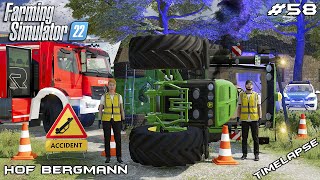 BIG ACCIDENT  Flipped JOHN DEERE 8230 amp TRAILER  Hof Bergmann  Farming Simulator 22  Episode 58 [upl. by Brathwaite]