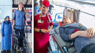 World’s Tallest Woman Takes First Flight [upl. by Nnelg579]