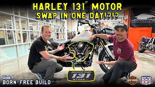 Swapping a HarleyDavidson 131quot Motor in one day BornFree Build Week 4  Vlog 72 [upl. by Odlabso]